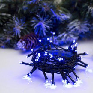 Новогодняя гирлянда "Нить" уличная 80 LED, 8.5 м (черный провод, синий) 12k01p134 фото