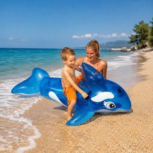 Дитячий надувний плотик з ручками для плавання INTEX 58523 Дельфін 152х114 см від 3 років до 40 кг(AT) 02k10p457 фото