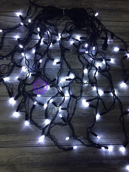 Новогодняя гирлянда Бахрома 96 Led 3.5 м (черный провод, холодный белый) 12k01p116v2 фото