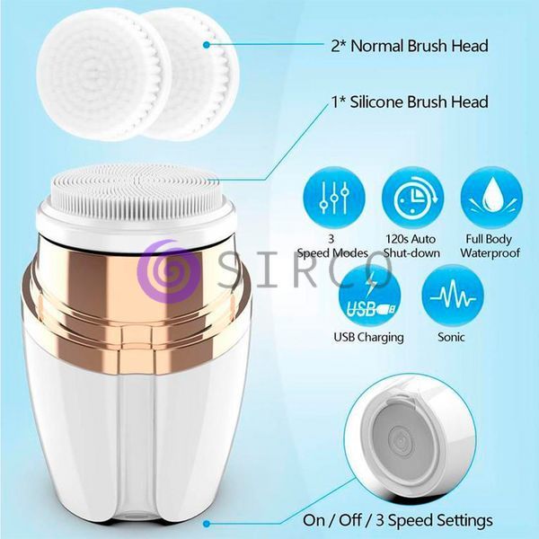 Массажная Сверхмягкая Щетка для чистки лица с насадками 3 в 1 Soniс Facial Cleansing Drush Withv (205) 07k02p009 фото