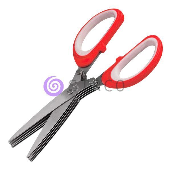 Ножиці для шинкування зелені Herb Scissors 5 гострих лез Червонi/211 10k03p084v1 фото