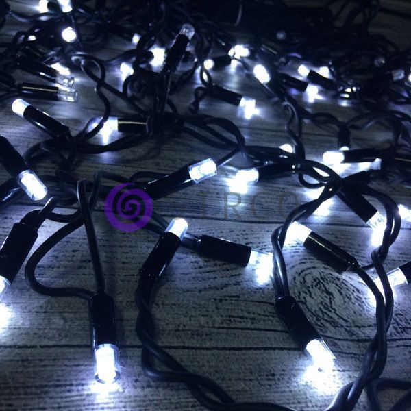 Новогодняя гирлянда Бахрома 96 Led 3.5 м (черный провод, холодный белый) 12k01p116v2 фото