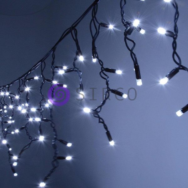 Новогодняя гирлянда Бахрома 96 Led 3.5 м (черный провод, холодный белый) 12k01p116v2 фото