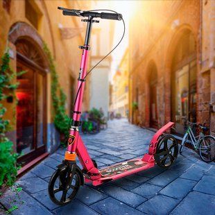 Детский городской самокат с амортизатором и регулируемым рулем Scooter Sport 119D Розовый (ARSH) 13k01p021v2 фото