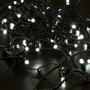 Новогодняя гирлянда черный провод XMAS Белый нить 100 LED (10 метров) 12k01p080 фото
