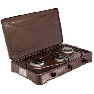 Портативная газовая плита с крышкой на 3 конфорки YUCEL O-300-LPG-BROWN (JS) 10k01p580 фото