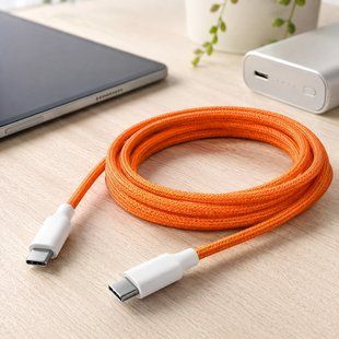 Кабель швидкої зарядки Type-C &ndash; Type-C 60W 1 м тканинний для iPhone Orange 26X-196, Помаранчевий (509/5084) 11k06p499v1 фото