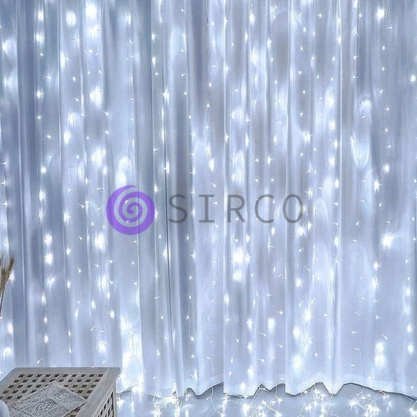 Декоративна LED гірлянда-штора прозорий провід 480 LED 220В 3х3 м Білий 12k01p152v2 фото