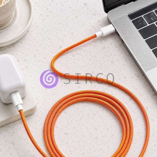 Кабель швидкої зарядки Type-C &ndash; Type-C 60W 1 м тканинний для iPhone Orange 26X-196, Помаранчевий (509/5084) 11k06p499v1 фото