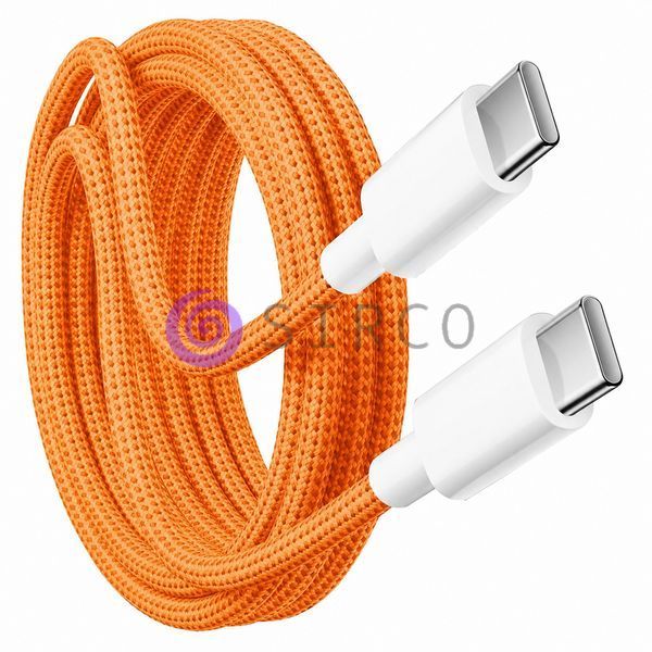 Кабель швидкої зарядки Type-C &ndash; Type-C 60W 1 м тканинний для iPhone Orange 26X-196, Помаранчевий (509/5084) 11k06p499v1 фото
