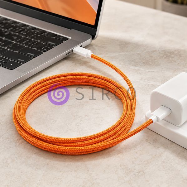 Кабель швидкої зарядки Type-C &ndash; Type-C 60W 1 м тканинний для iPhone Orange 26X-196, Помаранчевий (509/5084) 11k06p499v1 фото