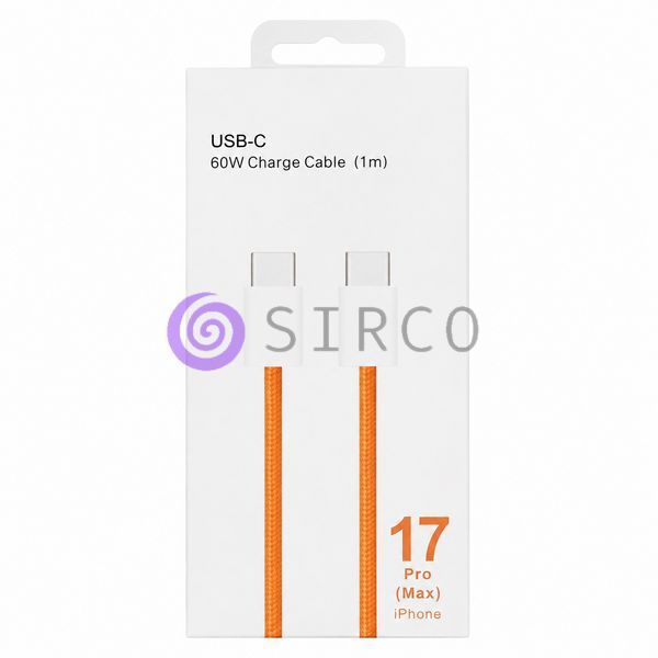 Кабель швидкої зарядки Type-C &ndash; Type-C 60W 1 м тканинний для iPhone Orange 26X-196, Помаранчевий (509/5084) 11k06p499v1 фото