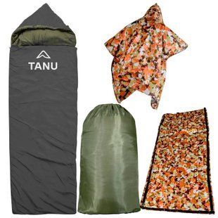 Портативний термо-набір спальний мішок з подушкою та синтепоном TANU -30С&deg;, 350 г/м2, 220*90 см Чорний (BR) 02k08p026v2 фото