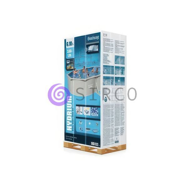 Овальный каркасный бассейн с фильтром лестница тент подстилка дозатор Bestway 56369, 610x360x122 см 19229 л 02k12p299 фото