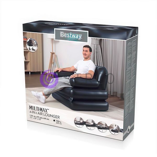 Надувне розкладне крісло-трансформер Bestway 75114 191x97x64 см Чорний (LM) 02k16p012v1 фото