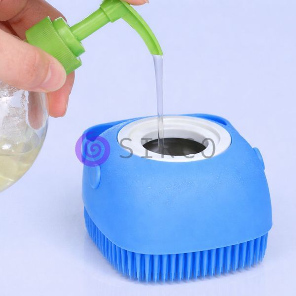 Силиконовая щетка для животных с резервуаром для шампуня&zwnj; silicone massage bath brush, Голубой 01k01p043v3 фото