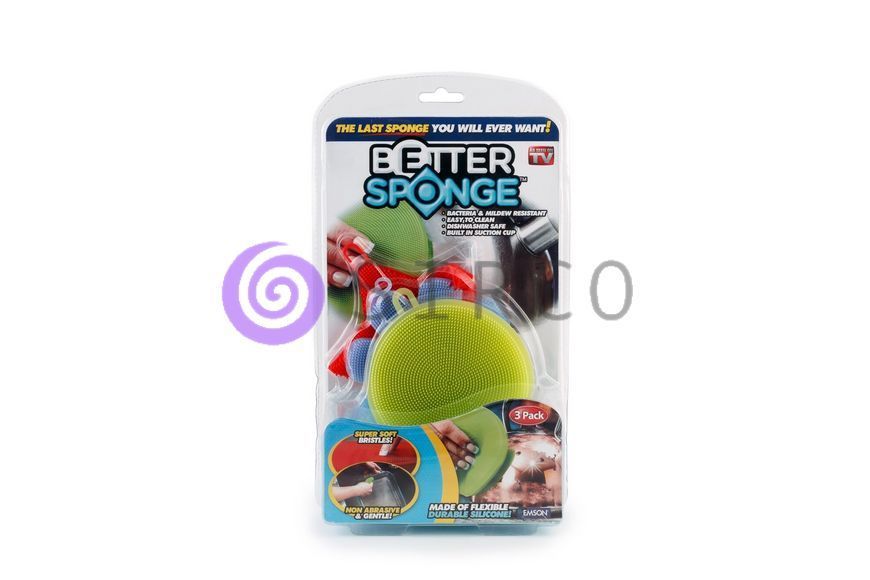 Набор универсальных кухонных силиконовых щеток-губок для посуды Better Sponge 3 шт (509) 01k02p024 фото