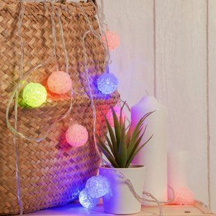 Новогодняя гирлянда, АКРИЛОВЫЕ ШАРИКИ, 20 LED (черный провод, мультиколор) 12k01p127 фото
