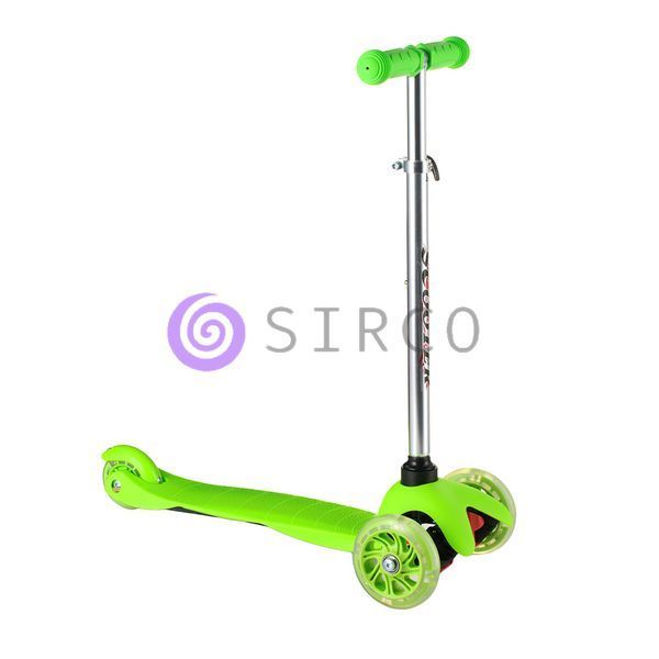 Детский трехколесный самокат со светящимися PU колесами и складным рулем Scooter Салатовый905 Зеленый (ARSH) 13k01p007v4 фото