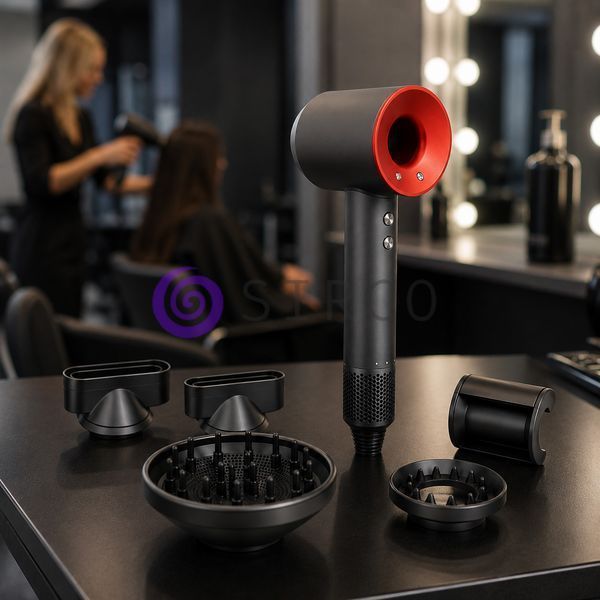 Фен для волосся HAIR DRYER 5в1 з 5 насадками іонізацією та трьома режимами роботи, Червоний (X05/2870) 07k03p223v2 фото