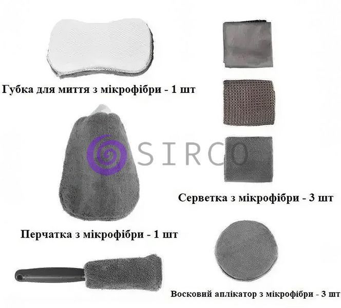 Набор для мойки и полировки 1145 авто 9 в 1 микрофибра (626) 04k03p260 фото