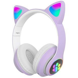 Бездротові складні TWS bluetooth навушники з котячими вушками Cat STN-28 Фіолетовий 11k01p114v1 фото