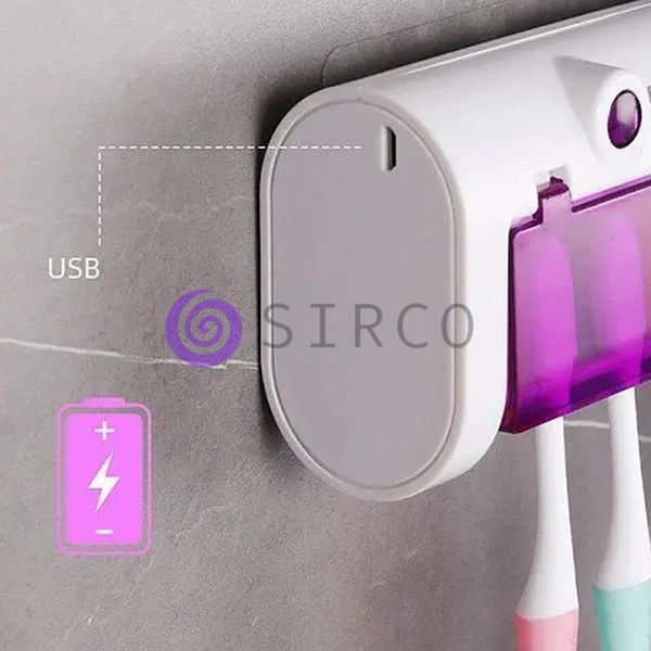 УФ стерилізатор тримач для зубних щіток та дозатор зубної пасти BRUSH STERILIZER настінний USB (Х11/0408) 01k01p235 фото