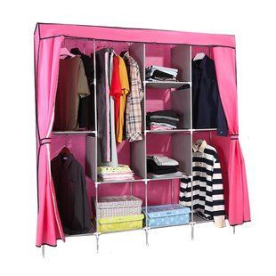 Складной тканевый шкаф для одежды Storage Wardrobe 88165 на 4 секции Розовый (N-2) 01k04p167v6 фото
