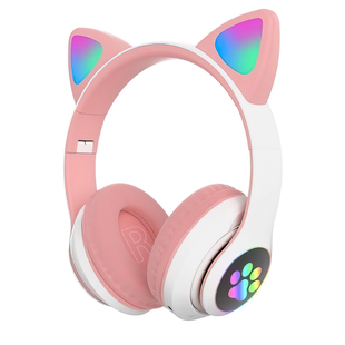 Бездротові складні TWS bluetooth навушники з котячими вушками Cat STN-28 Рожевий 11k01p114v4 фото