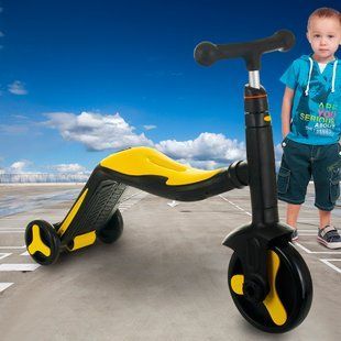 Детский трехколесный самокат-велобег трансформер с педалями 3 в 1 Scooter 868 Желтый (212) 13k01p004v1 фото
