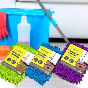 Змінна моп-запаска для швабри ворс Eko fabric (зелений, блакитний, фіолетовий) (DRK) 01k02p169 фото