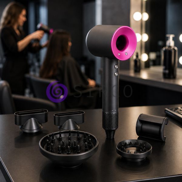 Фен для волосся HAIR DRYER 5в1 з 5 насадками іонізацією та трьома режимами роботи, Рожевий (X05/2870) 07k03p223v4 фото