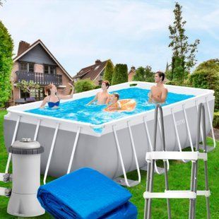 Каркасний басейн Intex 26792 488х244х107 см у комплекті картриджний фільтр-насос, драбина, тент, підстилка 02k12p214 фото