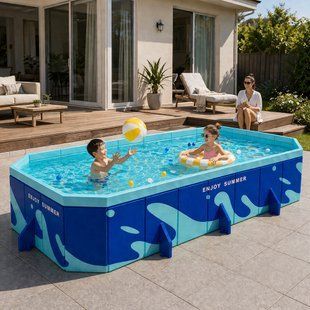 Великий складаний басейн Pool 318&times;183&times;50 см для дому та дачі /Дитячий прямокутний басейн із ПВХ(ARSH/KAR107) 02k12p327 фото