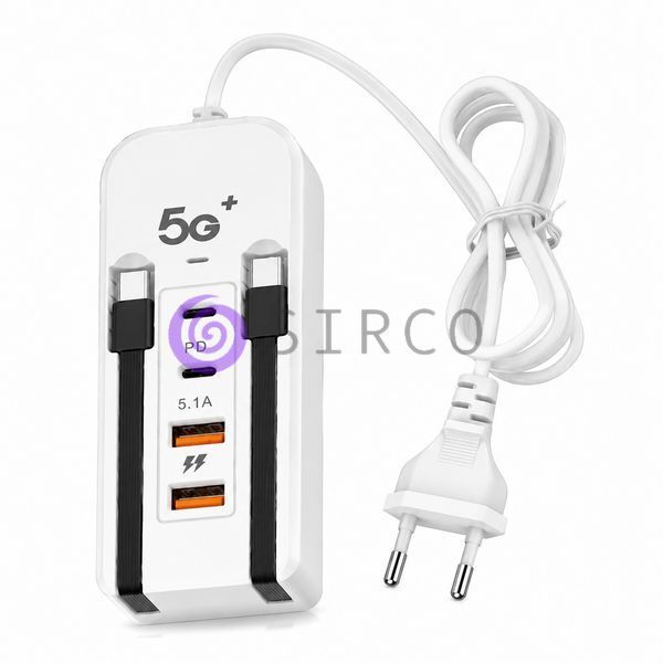 Мережевий зарядний адаптер 26X-200 на 6 підключень, 66 Вт, USB-A, Type-C PD і Lightning  (509/5087) 11k06p501v1 фото