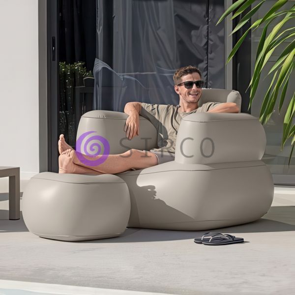 Надувне крісло з пуфиком для ніг Bestway Comfi Cube Lounger 75137 107&times;99&times;80 см Сірий 02k10p510v1 фото