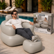 Надувне крісло з пуфиком для ніг Bestway Comfi Cube Lounger 75137 107&times;99&times;80 см Сірий 02k10p510v1 фото 1