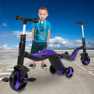 Детский трехколесный самокат-велобег трансформер с педалями 3 в 1 Scooter S868 Синий (212) 13k01p004 фото