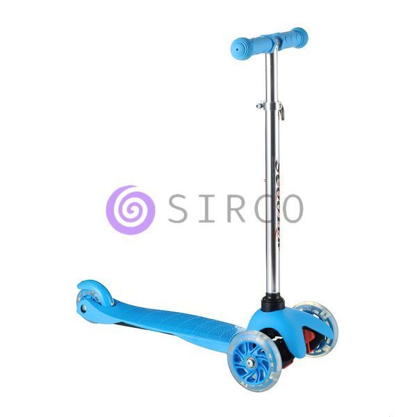 Детский трехколесный самокат со светящимися PU колесами и складным рулем Scooter 905 Голубой 13k01p007v1 фото