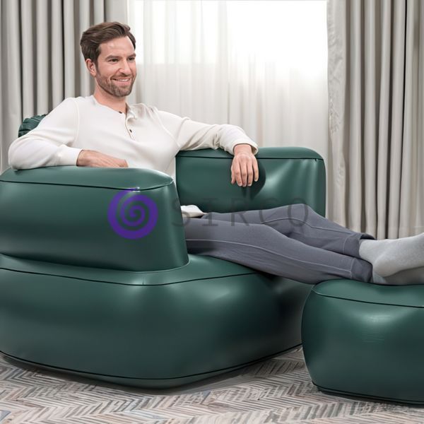Надувне крісло з пуфиком для ніг Bestway Comfi Cube Lounger 75137 107&times;99&times;80 см Зелени 02k10p510v2 фото