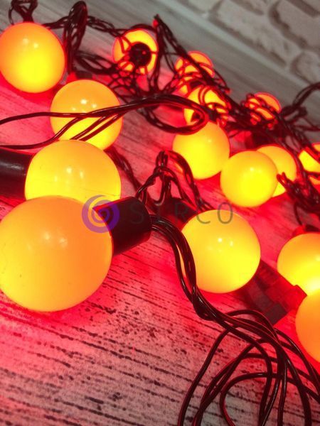 Новорічна гірлянда-нить світлодіодна кульки Led 20 &laquo;Веселка&raquo; (чорний дріт, червоний) 12k01p030 фото
