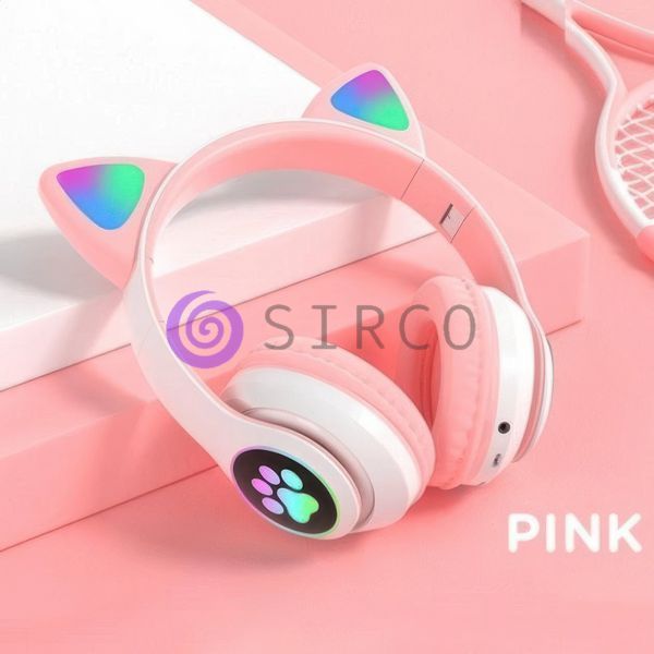 Бездротові складні TWS bluetooth навушники з котячими вушками Cat STN-28 Рожевий + карта пам'яті на 16 Гб 11k01p115 фото