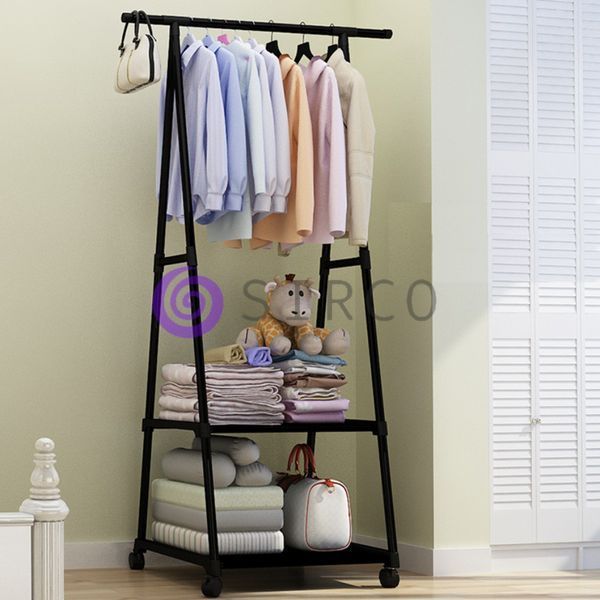 Универсальная прочная напольная передвижная вешалка для одежды Coat Rack чорный (YH6601) 01k04p042v2 фото