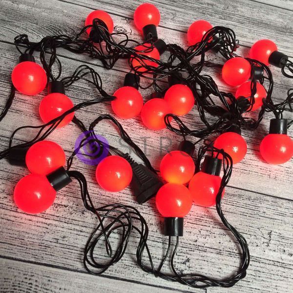 Новорічна гірлянда-нить світлодіодна кульки Led 20 &laquo;Веселка&raquo; (чорний дріт, червоний) 12k01p030 фото