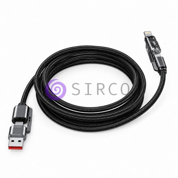 Універсальний кабель SENZHEN 4в1 1,8 м до 100 Вт USB-A USB-C Lightning швидка зарядка посилений 26X-197 (509/5096) 11k06p508v1 фото