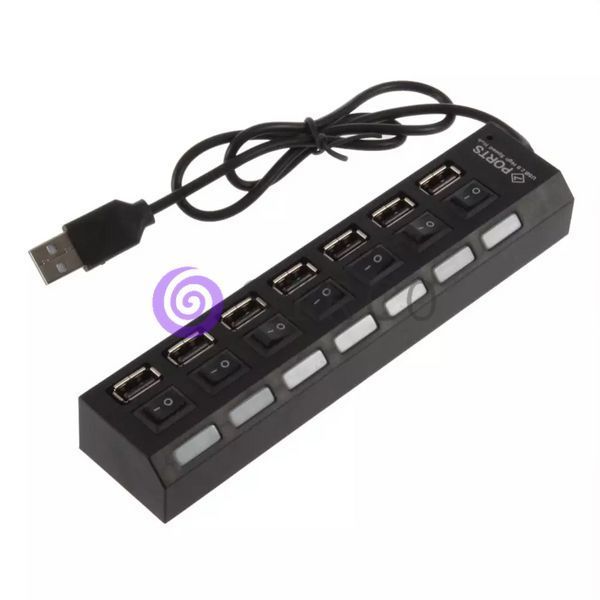 USB хаб-перехідник на 7 портів з вимикачами та LED підсвічуванням 11k04p001 фото