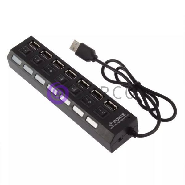 USB хаб-перехідник на 7 портів з вимикачами та LED підсвічуванням 11k04p001 фото