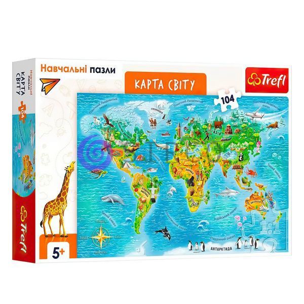 Пазли навчальні - (104 елм.) "Карта світу" 15566/Trefl (SB) 03k19p355 фото