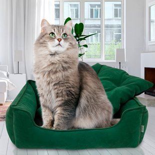 Велюрова лежанка для собак та кішок з м'якими бортами Mamo Pets Simple XS 45х35см Зелена 05k01p028 фото