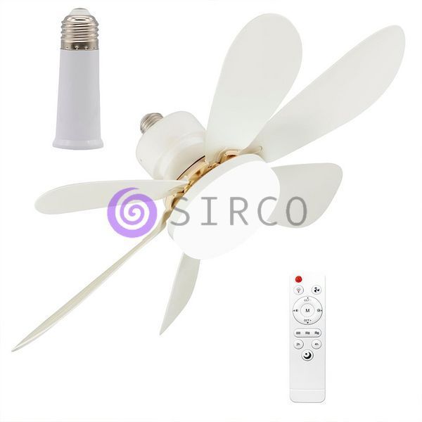 Потолочный вентилятор-лампа с цоколем пульт управления в комплекте Flower Fan ДУ 3000K-6500K E27 01k09p369 фото